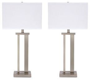 Ashley Furniture L204054 Aniela - Metal Table Lamp (Set of 2) - Silver Finish