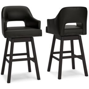 Signature Design by Ashley® D380-930 Tallenger - Tall UPH Swivel Barstool(Set of 2) - Black / Dark Brown