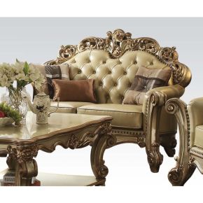 ACME 53001 Vendome - Loveseat - Bone PU & Gold Patina