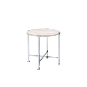 ACME 83212 Brecon - End Table - White Oak & Chrome