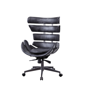 ACME 92552 Megan - Executive Office Chair - Vintage Black Top Grain Leather & Aluminum