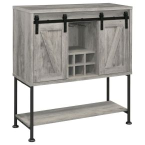 CoasterEveryday 183038 Claremont - Sliding Door Home Bar Wine Cabinet - Gray Driftwood