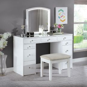 Furniture of America FOA-DK5240-SET Louise - Vanity With Stool - White