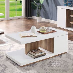 Furniture of America FOA4495C Moa - Coffee Table - White / Natural Tone