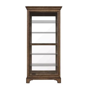 Pulaski Furniture P021768 Traditional Sliding Door Curio With Glass Shelves And LED Light - Dark Brown