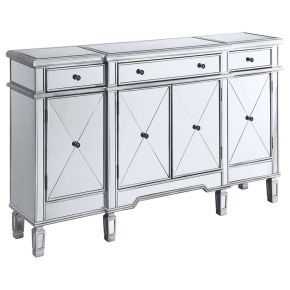 CoasterElevations 102595 Aconitum - 4 Door Mirrored Storage Accent Cabinet - Silver