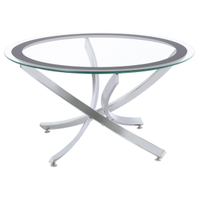 CoasterEssence 702588 Brooke - Round Glass Top Coffee Table Metal Base - Chrome