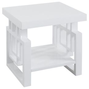 CoasterEssence 705707 Schmitt - Rectangular Side End Table - White High Gloss
