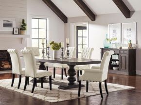 CoasterEssence 121231-S8 Phelps - 8 Piece Rectangle Dining Table Set - Distressed Noir