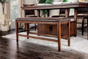 Furniture of America CM3061PBN Wichita - Counter Height Bench - Distressed Dark Oak