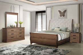 New Classic 00-B1828-14N Coventry Hall - 6/6 King 4 Piece Bedroom Set (Bed, Dresser, Mirror, Nightstand) - Brown