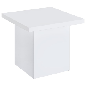 Coaster Fine Furniture 710897 Devar - Square Engineered Wood Side End Table - White High Gloss