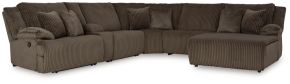 Signature Design by Ashley® 92705S1 Top Tier - 6-Piece Reclining Sectional With Raf Press Back Chaise - Chocolate