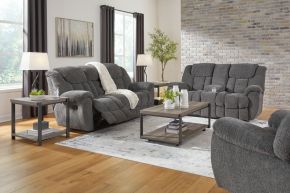 Signature Design by Ashley® 38104/88/94/25 Foreside - 3 Pc. - Reclining Sofa, Reclining Loveseat With Console, Rocker Recliner - Charcoal