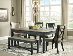 Signature Design by Ashley® D736/25/01(2)/02(2)/00 Tyler Creek - 6 Pc. - Dining Room Table, 2 Side Chairs, 2 Upholstered Side Chairs, Bench - Dark Gray