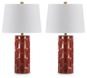 Signature Design by Ashley® L178014 Jacemour - Burnt Umber - Ceramic Table Lamp (Set of 2)