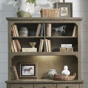Liberty Furniture 615-HO131 Americana Farmhouse - Credenza Hutch - Dusty Taupe