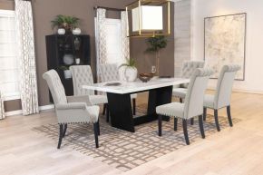 CoasterElevations 115511-S7S Sherry - 7 Piece Rectangular Marble Top Dining Table Set - Sand