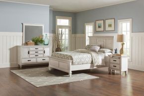 CoasterEssence 205331KE-S4 Franco - 4 Piece Eastern King Bedroom Set - Distressed White