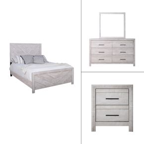 New Classic 00-3314-34N Biscayne - 5/0 Queen 4 Piece Bedroom Set (Bed, Dresser, Mirror, Nightstand) - Gray