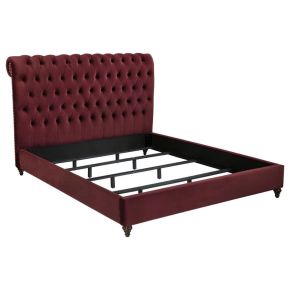 Coaster Fine Furniture 360341KE Devon - Upholstered Eastern King Panel Bed - Wine Red