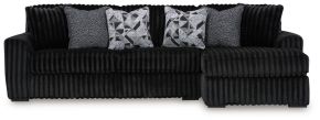 Signature Design by Ashley® 98103S2 Midnight-Madness - 2-Piece Sectional Sofa With Raf Corner Chaise - Onyx
