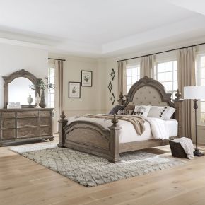 Liberty Furniture 502-BR-QPSDM Carlisle Court - 3 Piece Bedroom Set (Queen Poster Bed, Dresser & Mirror) - Medium Brown