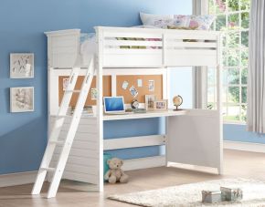 ACME 37670 Lacey - Twin Loft Bed With Desk - White