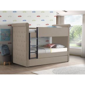 ACME 37850 ACME 37850 Romana II - Twin Over Twin Bunk Bed With Trundle - Beige Fabric