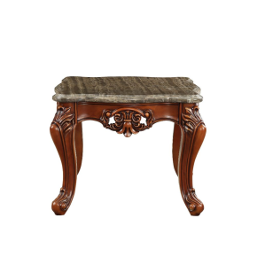 ACME 83067 Eustoma - End Table - Marble & Walnut