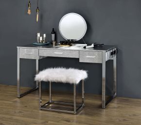 ACME AC00840 Myles - Vanity Desk - Antique White & Chrome Finish