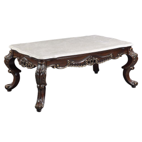 ACME LV00812 Benbek - Coffee Table - Marble & Antique Oak Finish