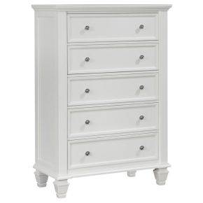 CoasterEssence 201305 Sandy Beach - 5-Drawer Bedroom Chest - Cream White