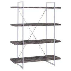 CoasterEssence 802613 Grimma - 4-Shelf Bookshelf - Rustic Gray And Chrome