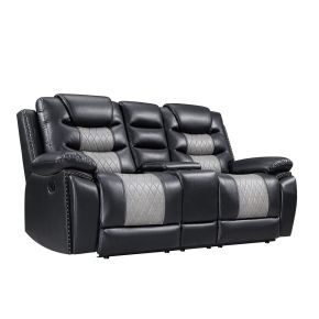 New Classic U7005-25-BKG Nikko - Console Loveseat With Dual Recliners - Black / Gray