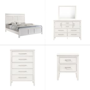 New Classic 00-677W-15C Andover - 6/6 Eastern King 5 Piece Bedroom Set (Bed & Dresser & Mirror & Chest & Nightstand) - White