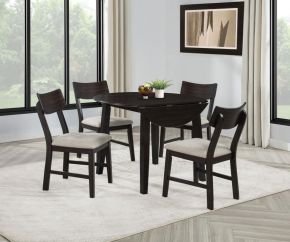 Coaster Fine Furniture 150350 Catley - 5 Piece Round Drop Leaf Dining Table Set - Dark Coffee