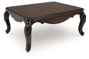 Signature Design by Ashley® T617-1 Maylee - Rectangular Cocktail Table With Cabriole Legs - Dark Brown