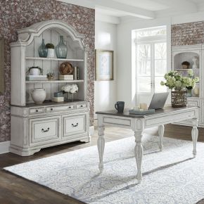 Liberty Furniture 244-HOJ-3DH Magnolia Manor - 3 Piece Home Office Set (Desk & Hutch) - White