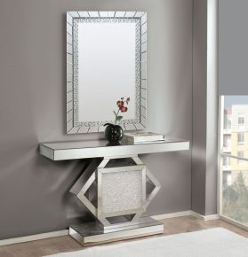 ACME 90234 Nowles - Accent Table - Mirrored & Faux Stones - 31"