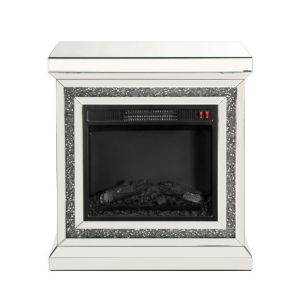 ACME 90868 Noralie - 28" Fireplace - Mirrored & Faux Diamonds