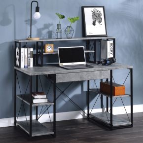 ACME 92875 Amiel - Writing Desk - Faux Concrete & Black