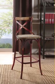 ACME 96808 Zaire - Bar Chair - Antique Red & Antique Oak