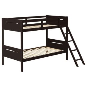 CoasterEveryday 405051BRN Littleton - Wood Twin Over Twin Bunk Bed - Espresso
