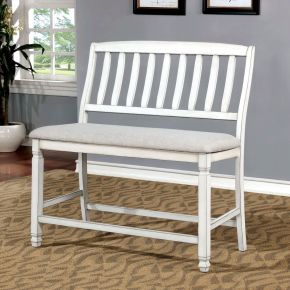 Furniture of America CM3194PBN Kaliyah - Counter Height Bench - Antique White