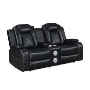 New Classic U1769V-25-BLK Orion II - Console Loveseat With Dual Recliners - Black