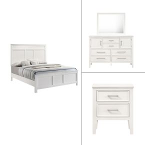 New Classic 00-677W-34N Andover - 5/0 Queen 4 Piece Bedroom Set (Bed & Dresser & Mirror & Nightstand) - White