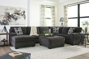 Signature Design by Ashley® 80703/16/34/67/08 Ballinasloe - Smoke - 4 Pc. - Left Arm Facing Corner Chaise 3 Pc Sectional, Ottoman