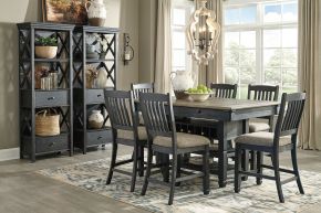 Signature Design by Ashley® D736/32/124(6)/76(2) Tyler Creek - 9 Pc. - Counter Table, 6 Barstools, 2 Cabinets - Dark Gray
