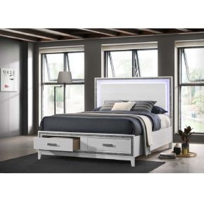 ACME BD01425Q Haiden - Queen Bed With Storage - Led & White Finish